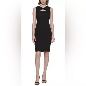 Calvin Klein Black Women's Twist-Neck Cutout Sheath Dress